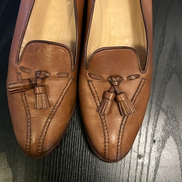 Gucci Tan Leather Tassel Loafers Women's Classic Vintage Size 9AA - Picture 4 of 13